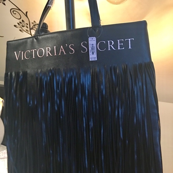 Victoria’s Secret black fringe tote bag - Picture 2 of 2